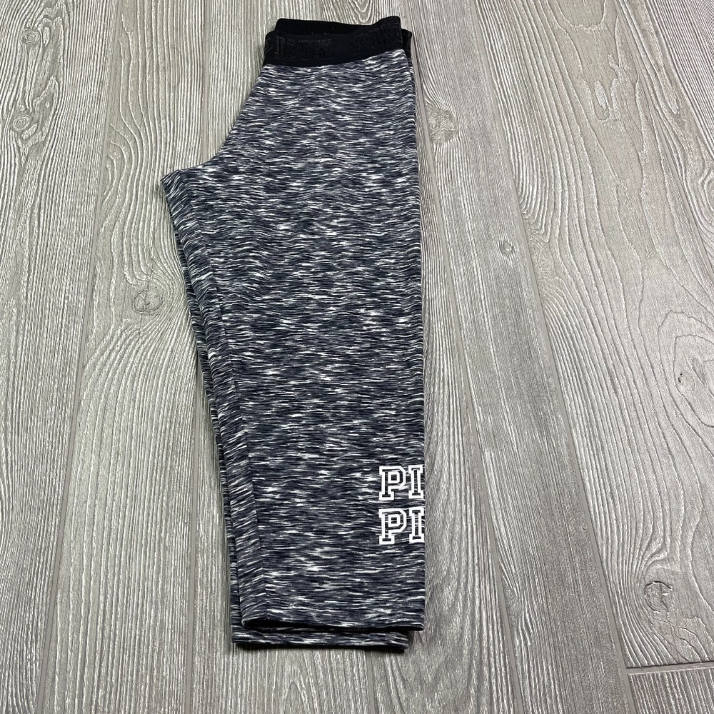 Y2K Victoria's Secret PINK Black Space Dye Athletic Cropped Leggings Women's S